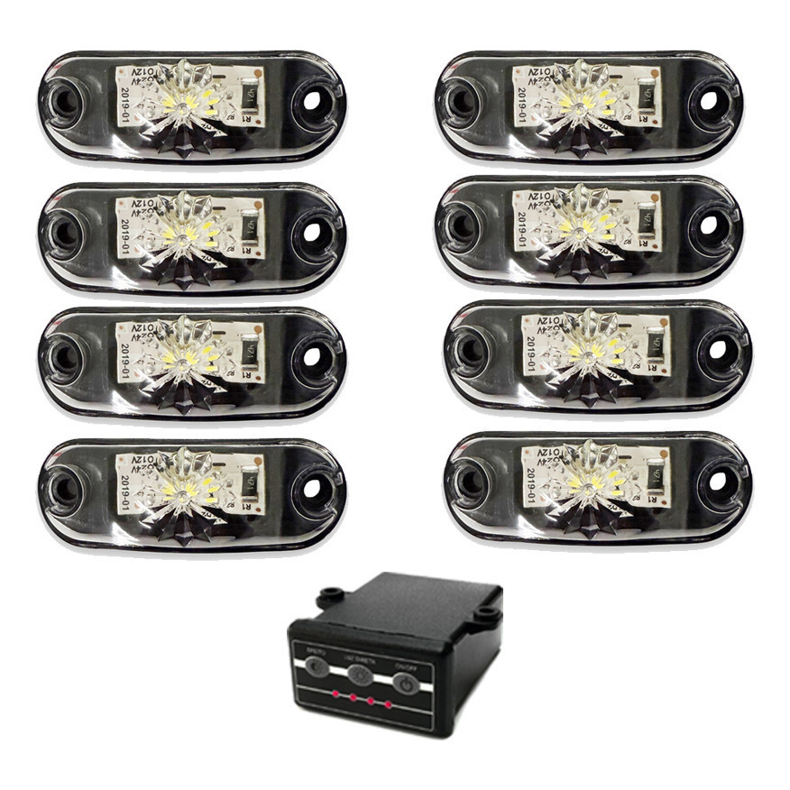 Estrobo Branco 8 Farol Led Efeito 12v 24v Caro Moto Caminhão