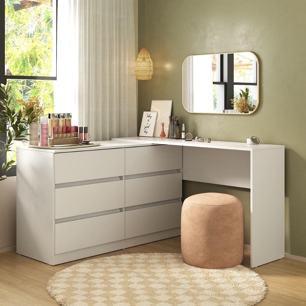 Penteadeira De Canto 120cm 6 Gavetas Multimóveis Mp4404 Branco