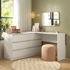 Penteadeira De Canto 120cm 6 Gavetas Multimóveis Mp4404 Branco