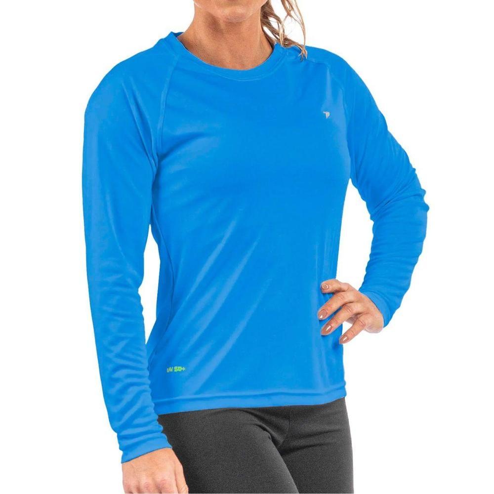 Camisa Poker Fator de Proteção UV 50+ Feminina - Azul
