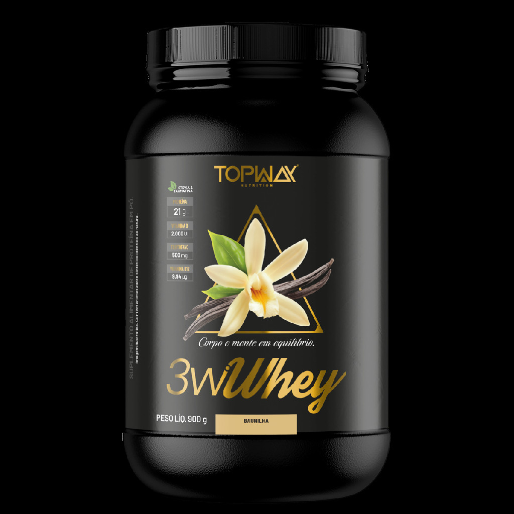 Whey protein gold 3w topway 900g sabor baunilha concentrado isolado e hidrolisado menos carbo