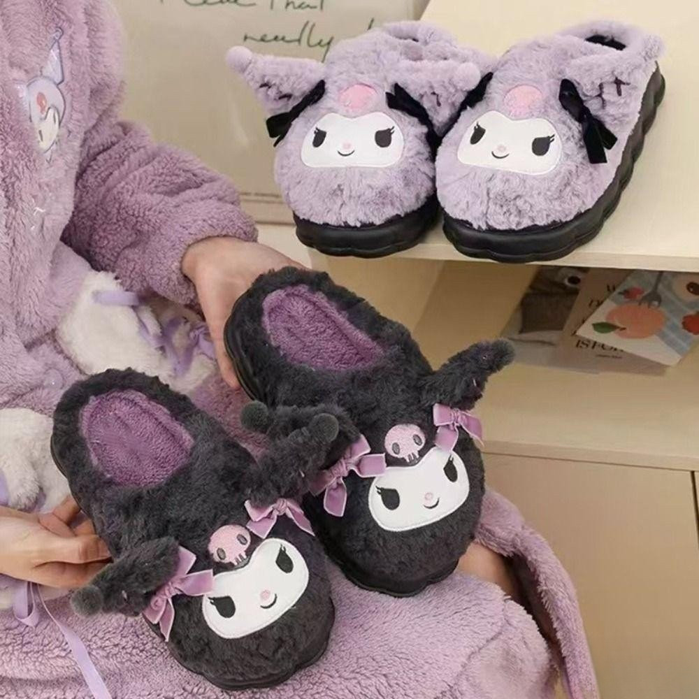 Chinelos de Inverno , Pelúcia Kuromi, Sapatos de Casa de Alta Qualidade para o Outono, Presentes de Férias