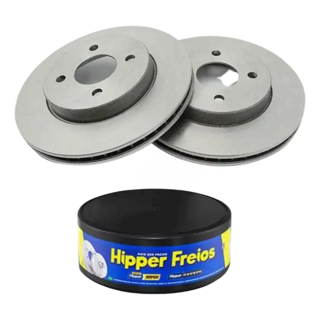 Par Disco de Freio HIPPER FREIOS Ventilado para Nissan March V-Drive Versa 1.0 1.6 16V 1.0 12V - Cod. HF615B