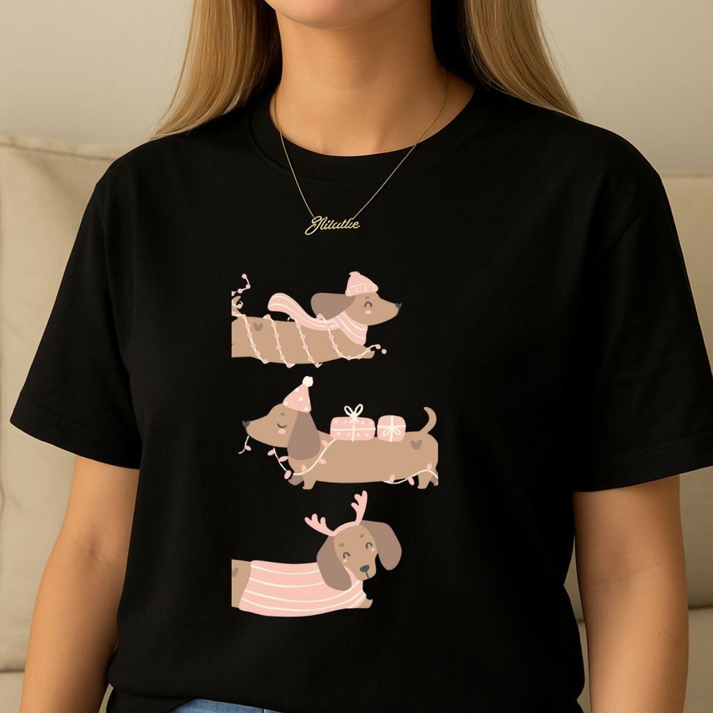 Blusa Estampa Basset Natalino Cachorro Sausage Dog