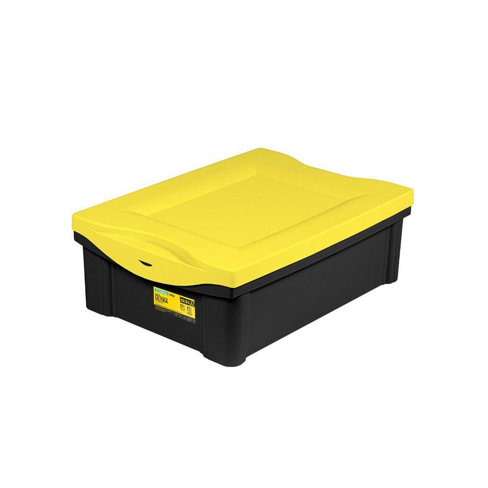 Caixa Organizadora Baixa Plástica Ultra Preta 13,5L Vig Ordene em Oferta na Shopee