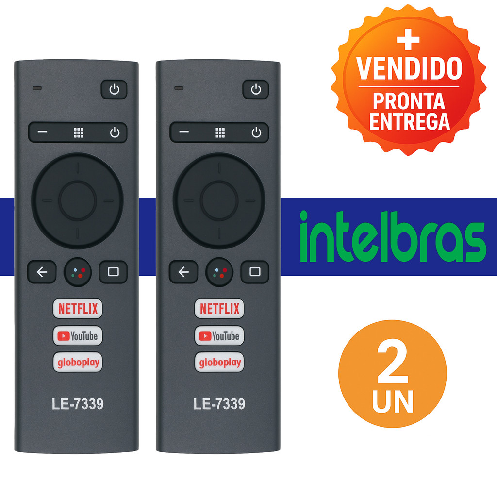 Kit 2 Controles Remoto Compatível com Aparelho Smart Box Intelbras LE-7339 Plug and Play