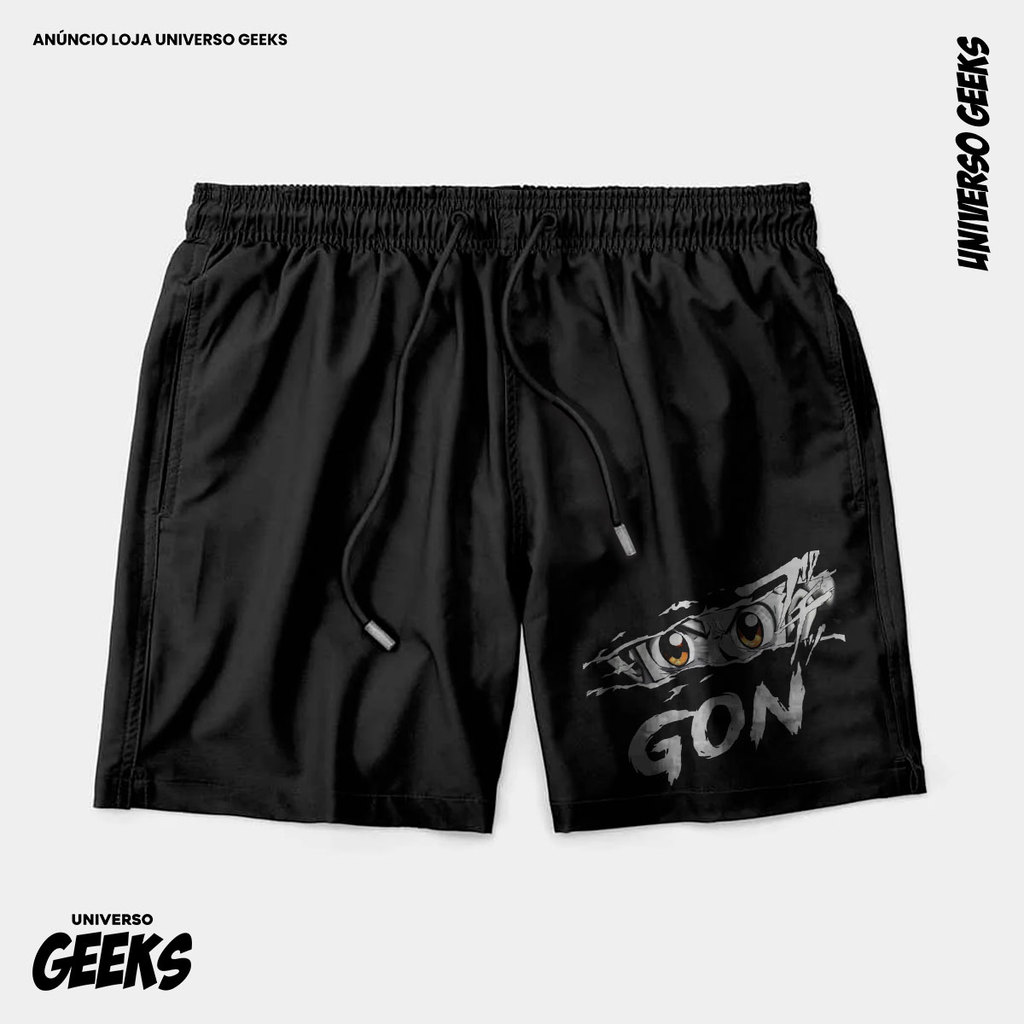Bermuda Tactel Gon Freecss Hunter X Hunter Short Confortável Com Elastano Ideal Lazer Treino Esportes Praia