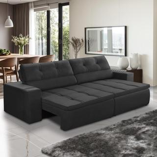 Sofá Retrátil e Reclinável 2 lugares 1,50m com Molas Stella Suede Preto Adonai Estofados em Oferta na Shopee