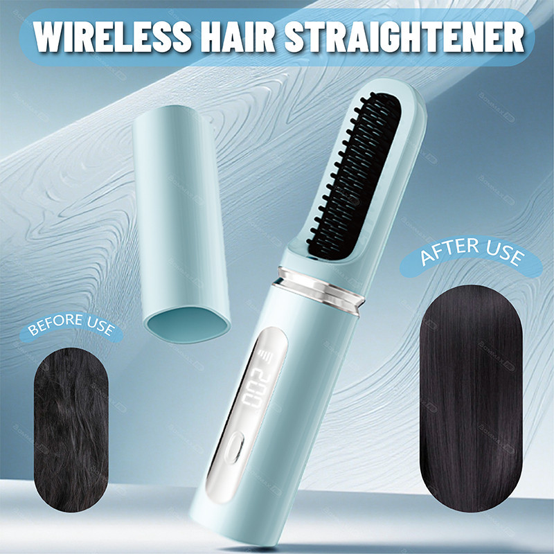 Alisador de Cabelo Portátil Recarregável - 4 Temperaturas Ajustáveis Sem Fio Aquecimento Rápido e Cachos Macios em Oferta na Shopee