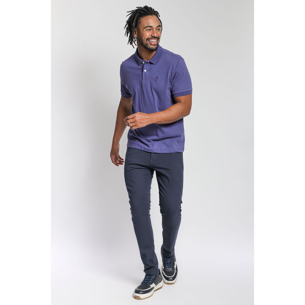 Detalhes do Calça Sarja Masculina Skinny Básica Five Polo Wear Azul Escuro