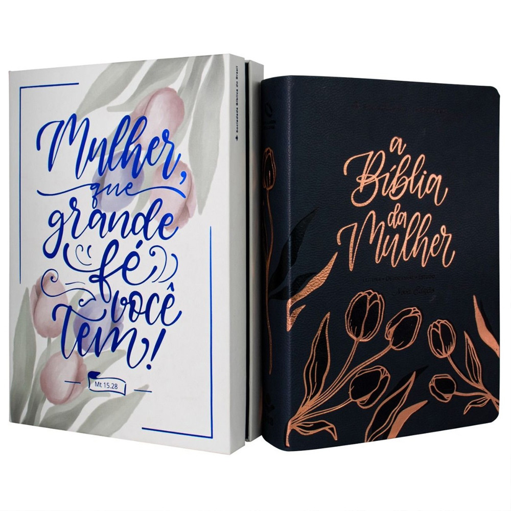 BIBLIA DE ESTUDO  DA MULHER NOVA EDIÇÃO - CAPA AZUL TULIPA em Oferta na Shopee