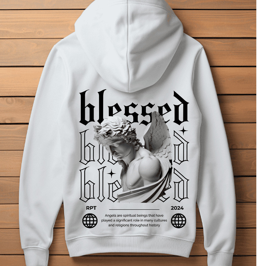 Blusa de Frio Moletom Masculino Respect Blessed Angel Canguru Streetwear Unissex Envio Imediato