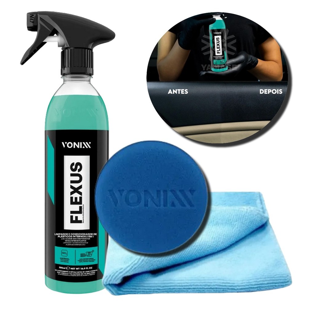 Kit Flexus Vonixx 500ml + Aplicador Vonixx + Pano Microfibra - Limpeza e Proteção em Oferta na Shopee