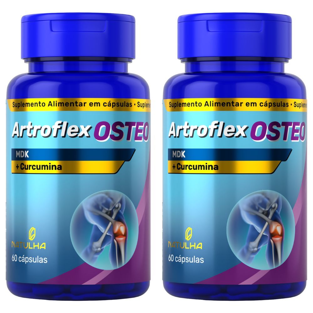 KIT 2X Artroflex OSTEO ( Curcumina, Magnésio, Vitamina D3 e k2) 60 cápsulas - Natulha