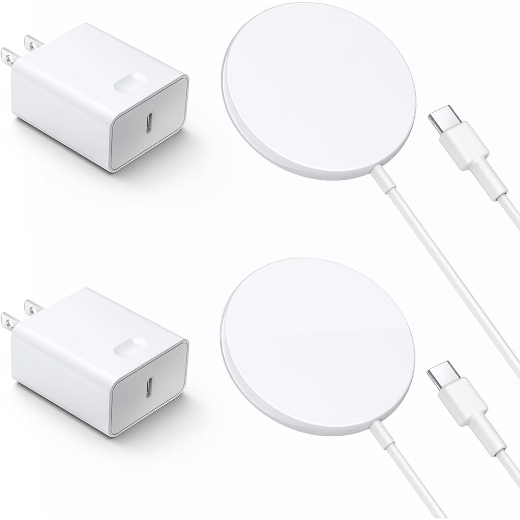 Carregador Sem Fio Magnético para iPhone 17 16, Carregador Sem Fio com Carregador USB C PD de 20W, Pacote com 2 Unidades