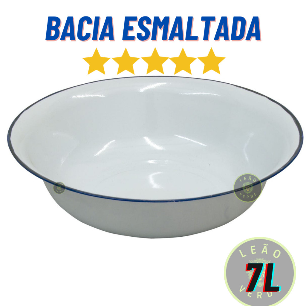 Bacia Esmaltada Branca Milla  7L litros Bacia Retro