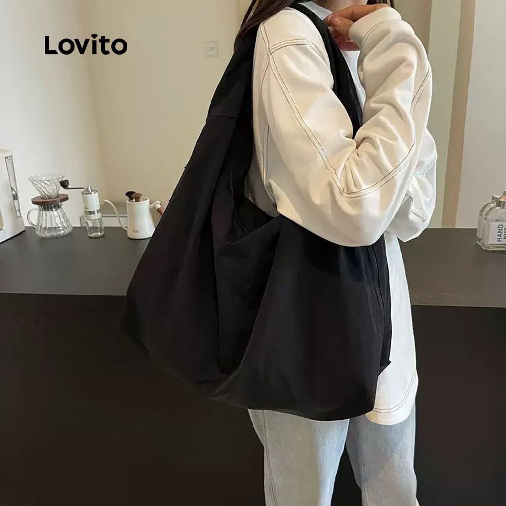 Lovito Bolsa de Ombro Casual em Tecido Efeito Fosco para mulheres LFA101020 em Oferta na Shopee