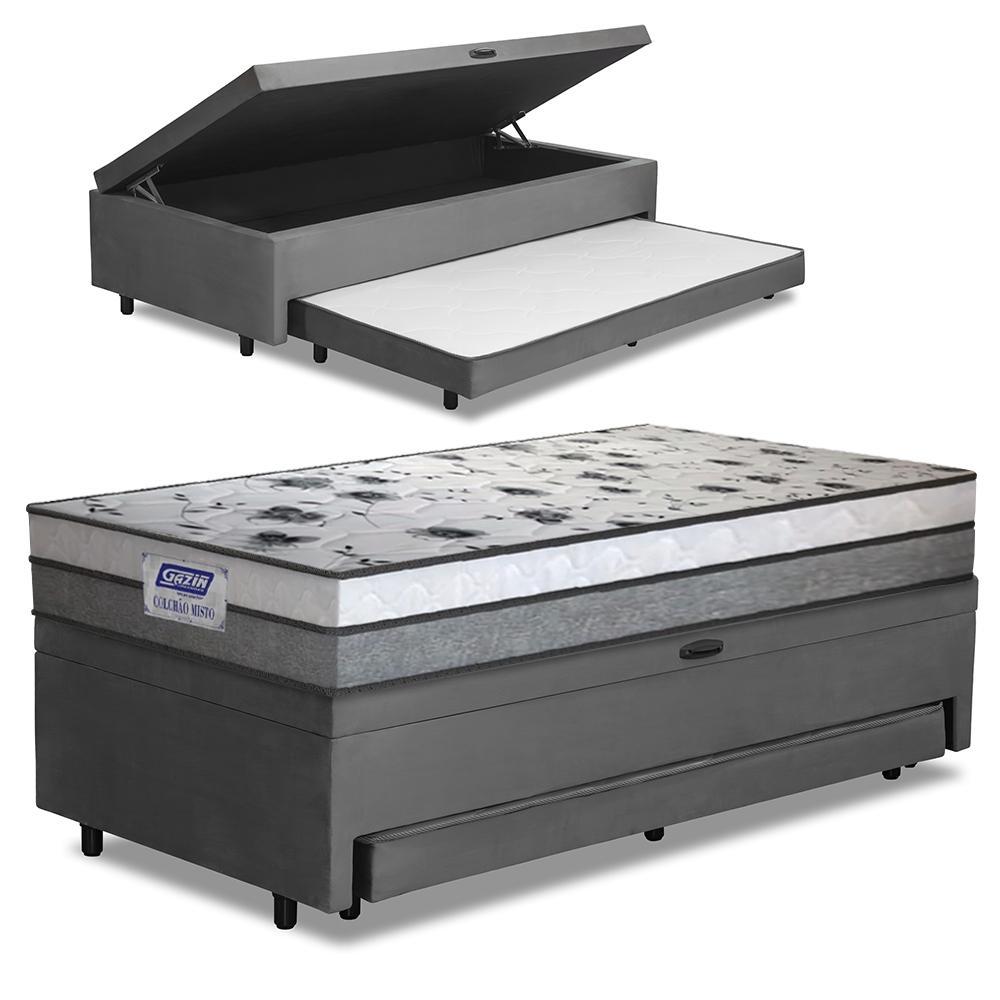 Cama Bibox Baú com Colchão Fort Solteiro e Cama Auxiliar Conjugada 88x188x67cm Bela em Oferta na Shopee
