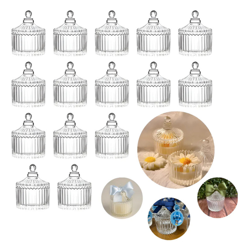 Kit Mini Bomboniere Potiche Vidro Lembrancinha Casamentos Batizados Festas Transparente