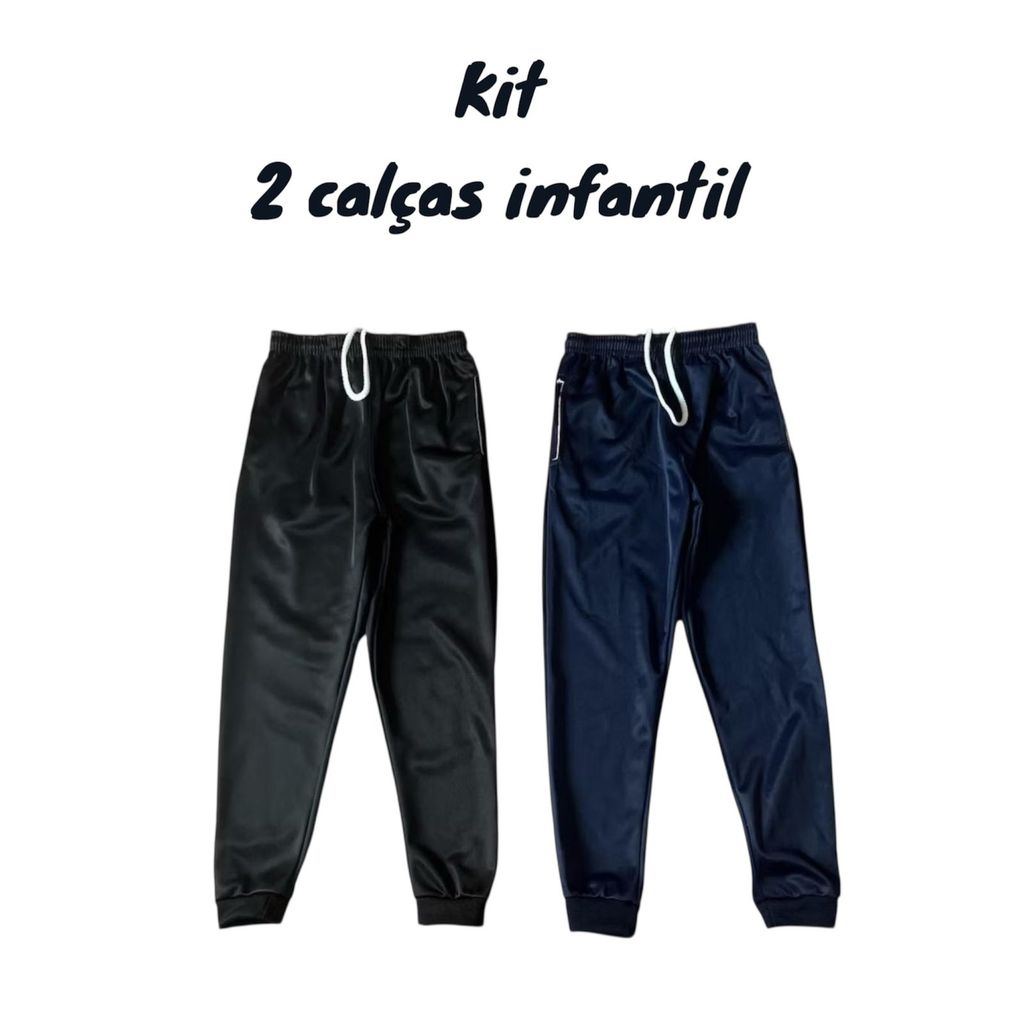 Kit 2 Calça Jogger Infantil Juvenil Escola Inverno Chimpa Flanelado Todas as Cores lisa sem marca em Oferta na Shopee
