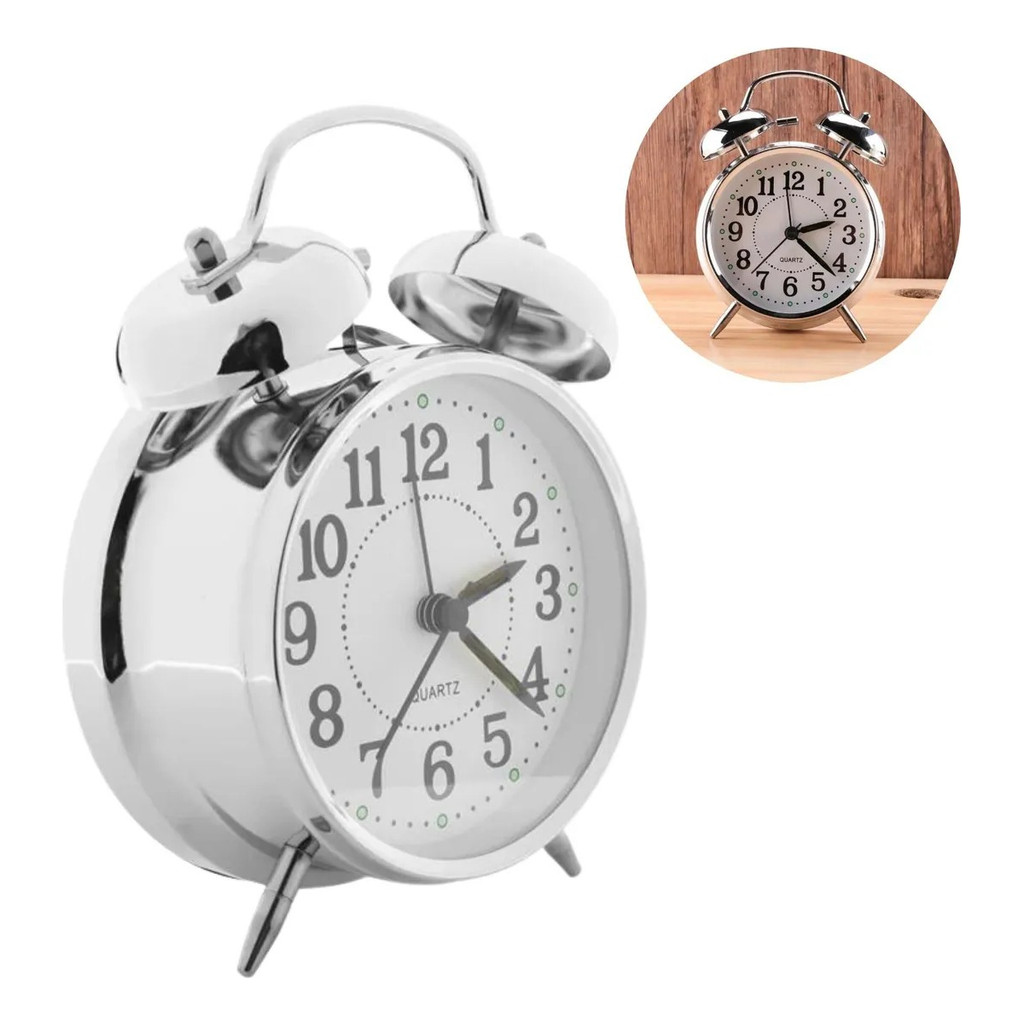 Relógio Despertador Antigo Retro Alarme De Sino Cabeceira
