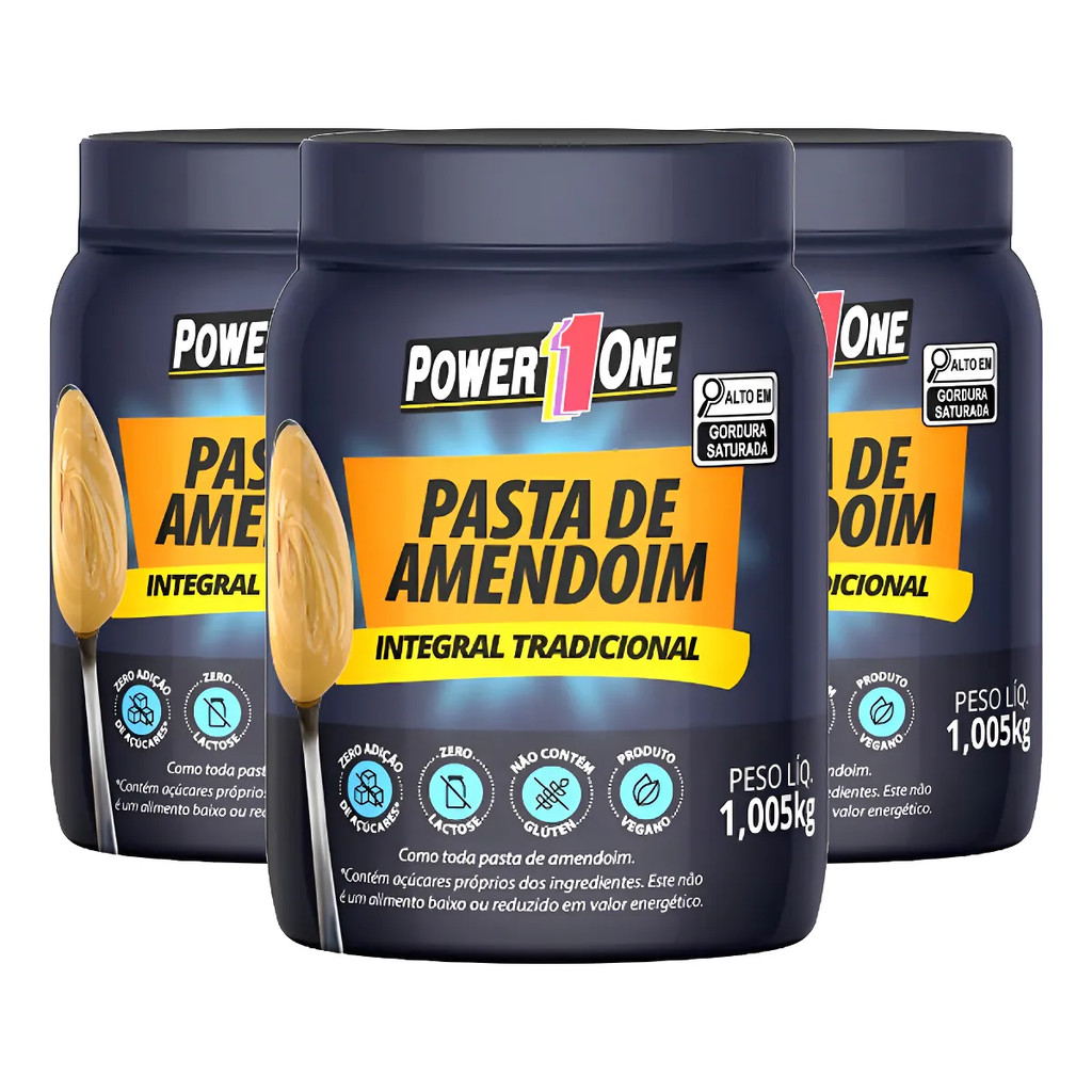 Kit 3 Pastas de Amendoim Integral Tradicional Power One