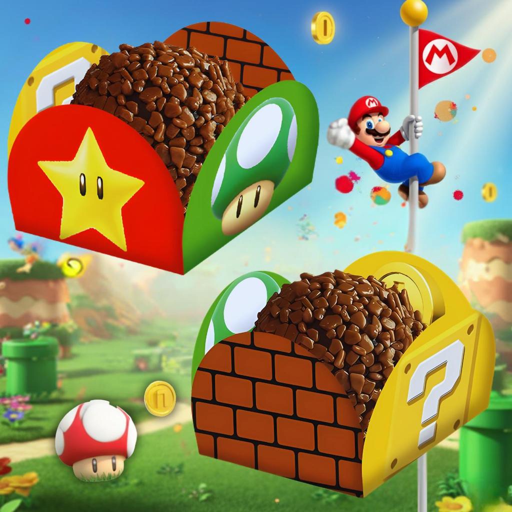 Porta Forminha Doces Super Mario Decoração Festa Aniversário Infantil Kit 40 a 200 Unidades