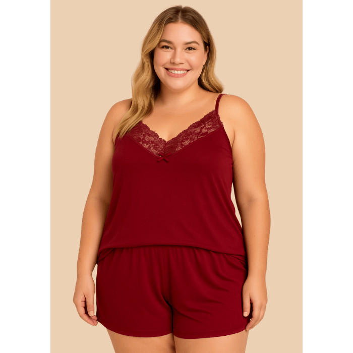 Babydoll Feminino Plus Size Suede Liso Sem Bojo Roupa de Dormir