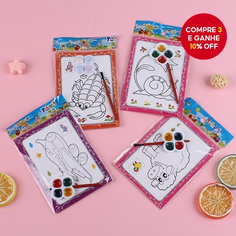 10 Conjunto Crianças Pintura Brinquedos Cor Fundo Aquarela Graffiti Brinquedo Presentes De Natal