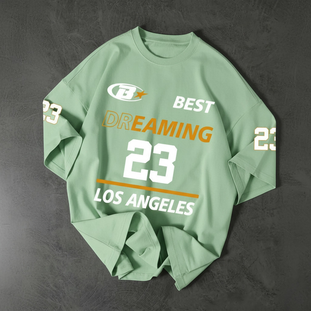 Camiseta Verde Dreaming Los Angeles Camisa Estilo Time College Jersey