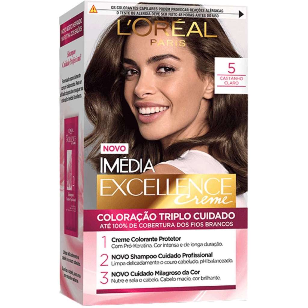 Tintura para cabelo imedia excellence 5 castanho claro Uma Das Colorações Permanente Mais Vendidas Do Mundo