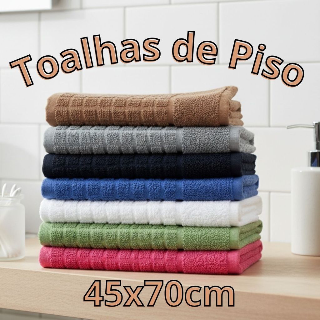 Kit 5 Toalhas De Piso Atoalhado Tapete De Banheiro 45cm x 70cm
