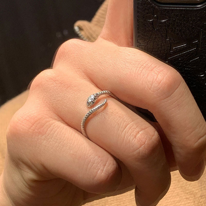 Anel Prata 925 Cobra Verde Esmeralda Zircônia Abertura Regulável Múltiplas Medidas Feminino Presente