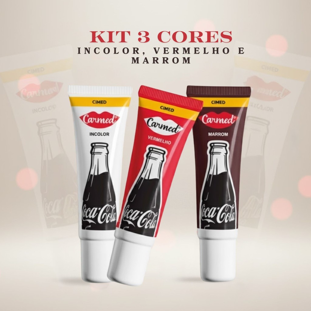 Kit 3 unidades Carmed Coca-Cola colecionaveis 10g Cimed