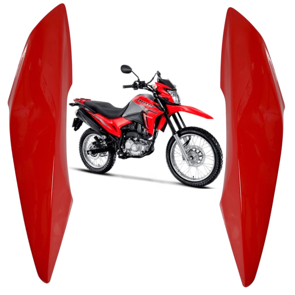 PAR ABA TANQUE ALETA ASA TAMPA LATERAL HONDA NXR BROS 160 VERMELHO 2015 - 2020 PARAMOTOS HONDA
