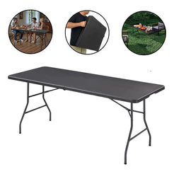 Mesa Dobrável Camping 1,80m Portátil Maleta 1,80 X 0,73m Preto Portátil Piquenique Churrasco