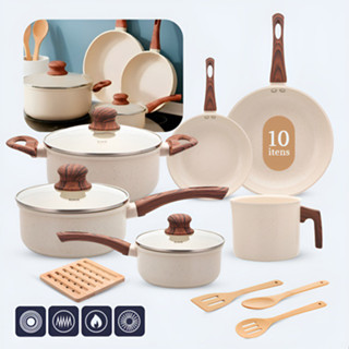 Jogo De Panelas Induçao Antiaderente Cerâmica 10 Peças Ppg  Pfoa Free Vanila Premium em Oferta na Shopee