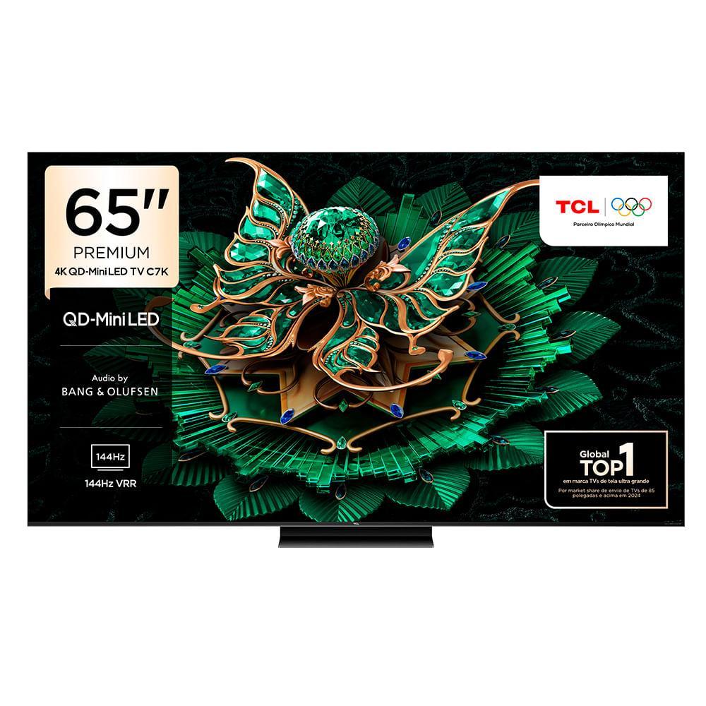 Smart Tv Tcl QD-Mini LED 4K 65" Polegadas com Google Assistente, Dolby Vision Iq e Wi-Fi - 65c7k