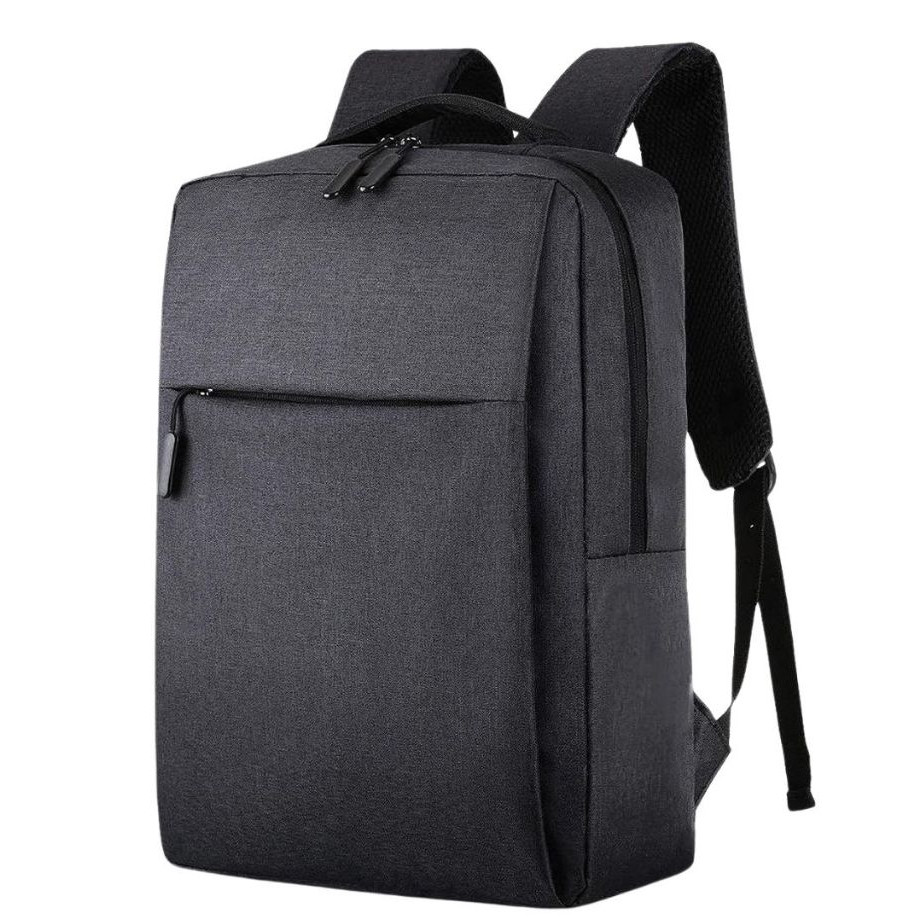 Mochila Universitária Antifurto Grande De Nylon Resistente Com Entrada de Carregamento USB Preta