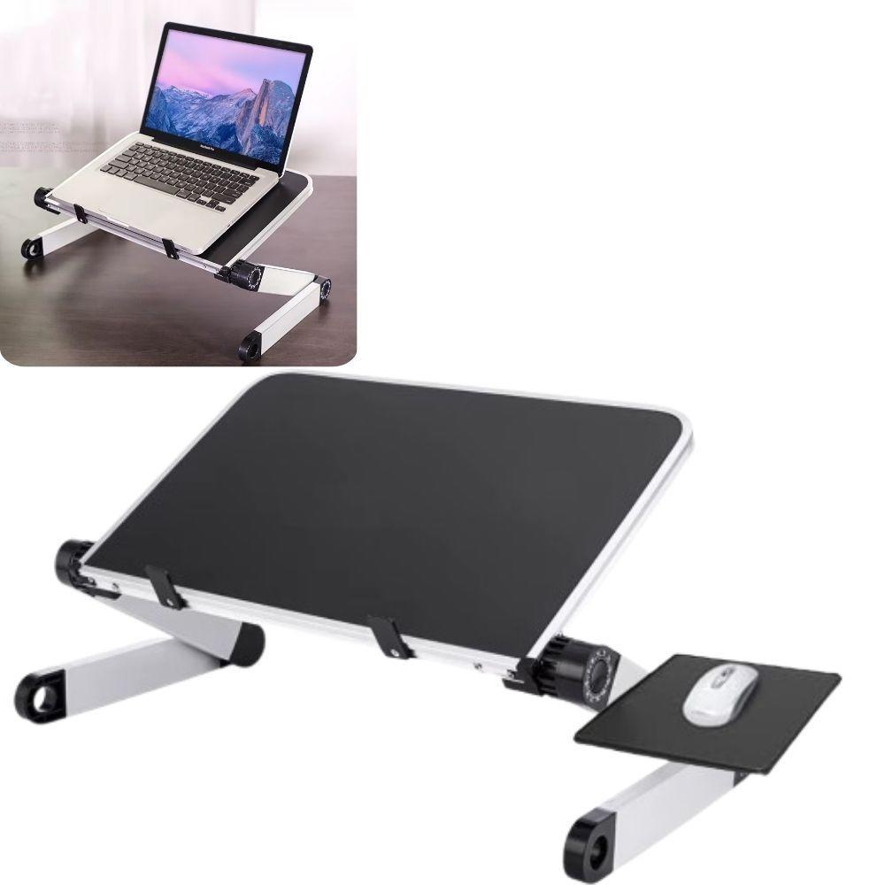 MESA NOTEBOOK DOBRAVEL ALUMINIO AJUSTAVEL ARTICULAVEL 360 SUPORTE MULTIFUNCIONAL PORTATIL MOUSEPAD