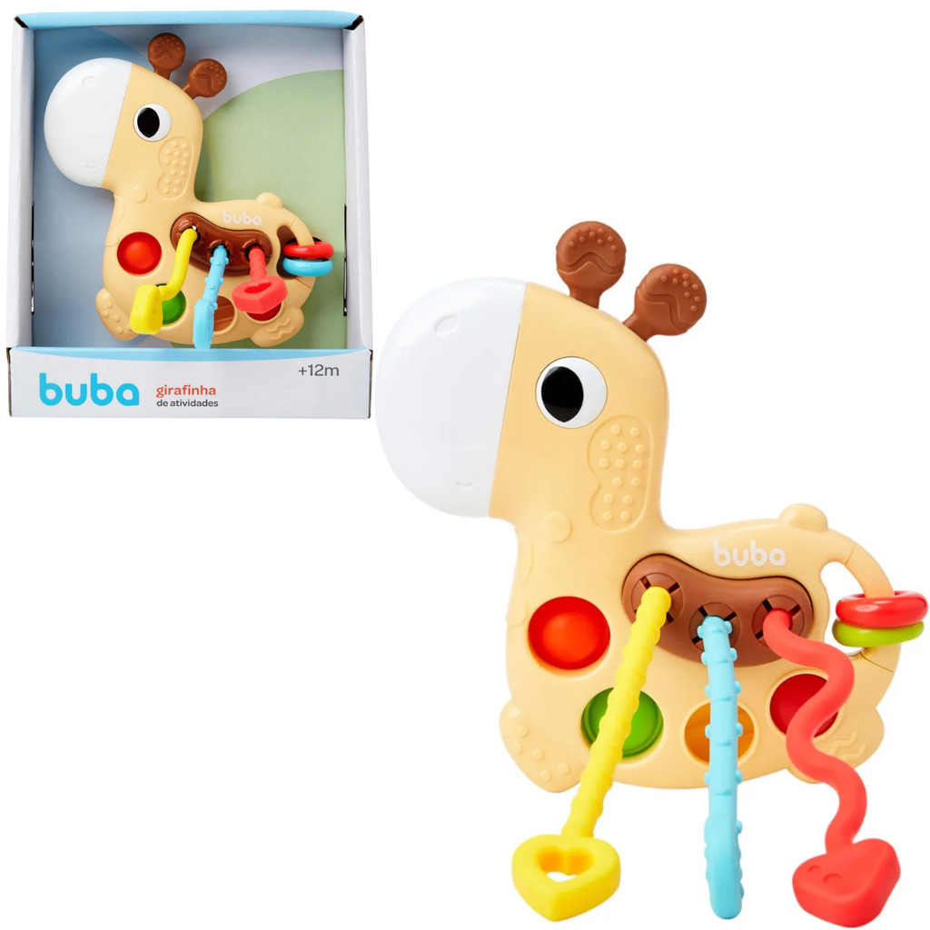 Mordedor de Bebê Girafinha Sensorial Buba Brinquedo Interativo Educativo para Dentição