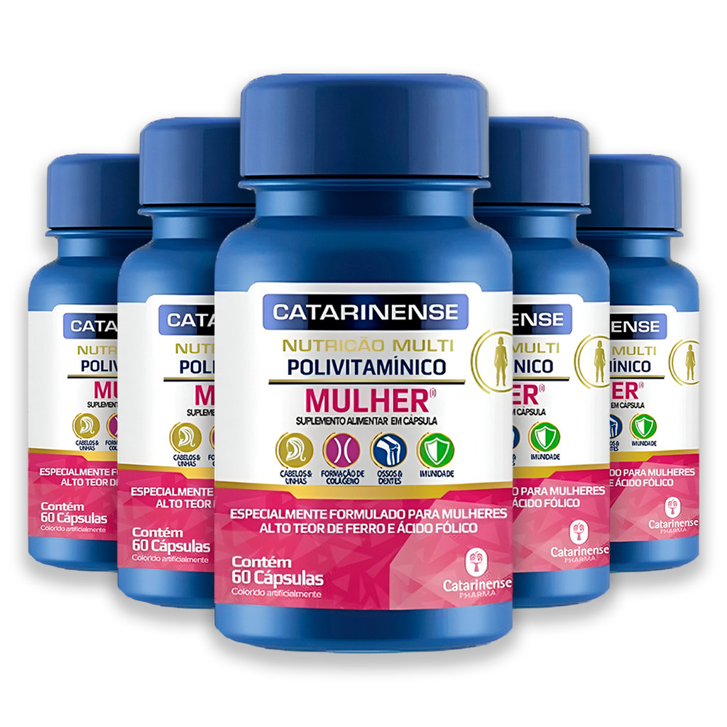 Kit 5 Multipolivitamínico Mulher Catarinense 60 Cápsulas