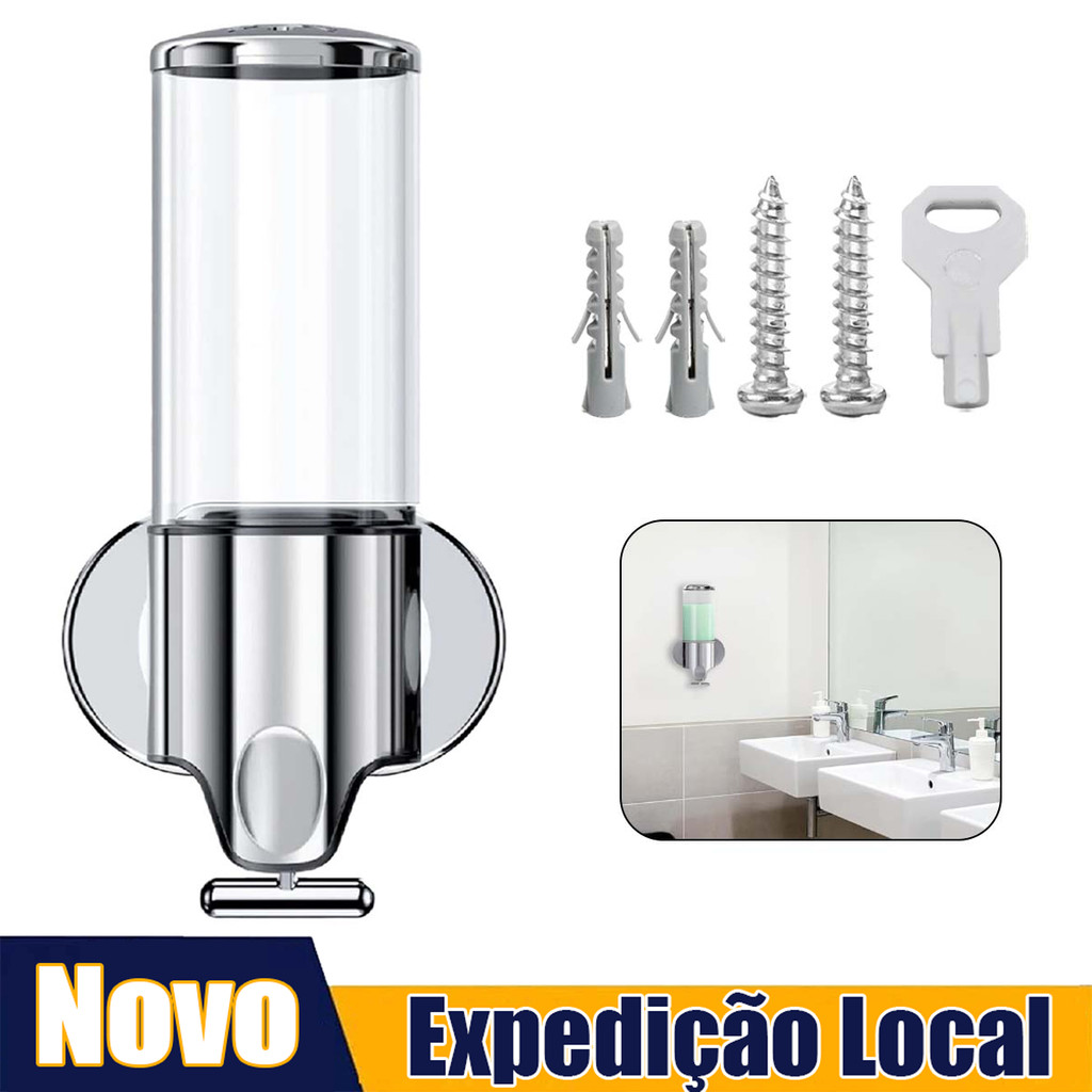 Saboneteira manual Prateada de Parede, Dispensador de desinfetante líquido para as mãos em Oferta na Shopee