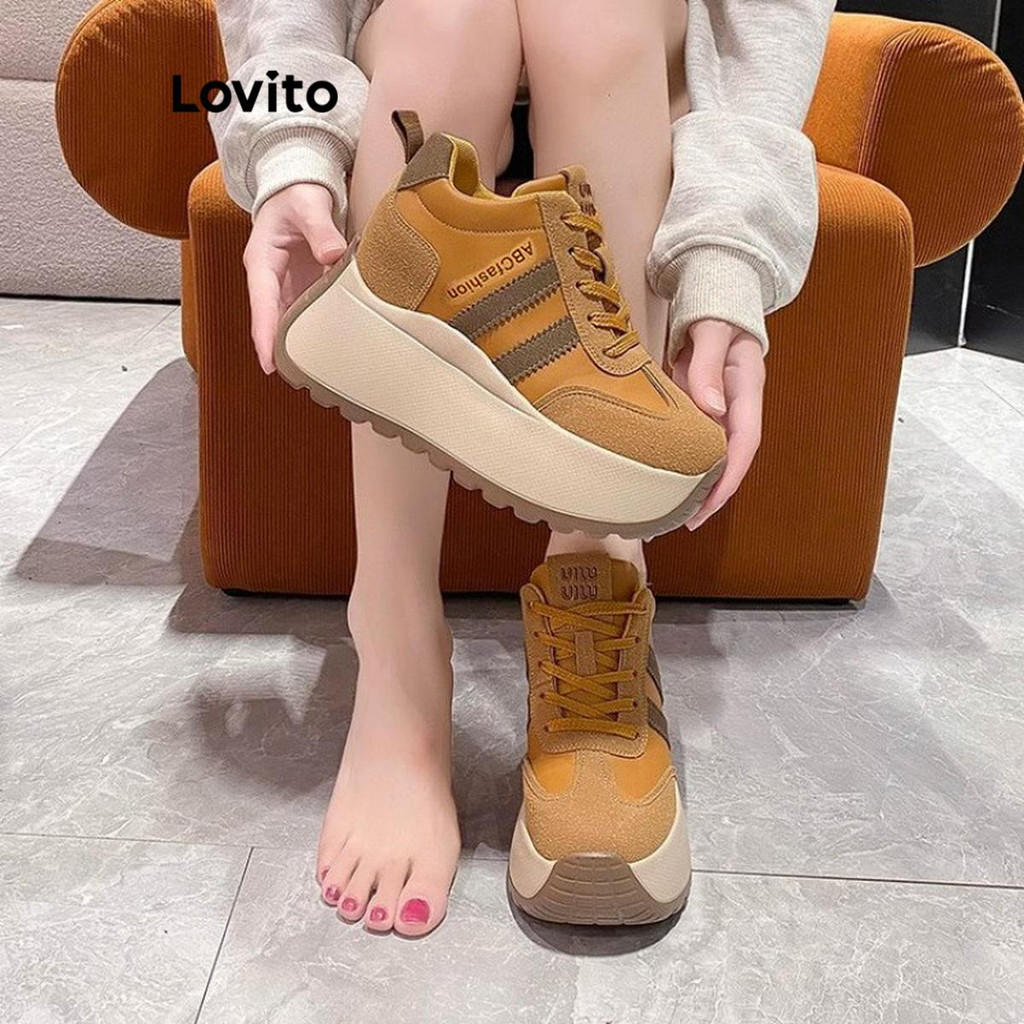 Detalhes do Lovito Sapatos casuais lisos Forrest Gump versáteis antiderrapante para mulheres LFA67249