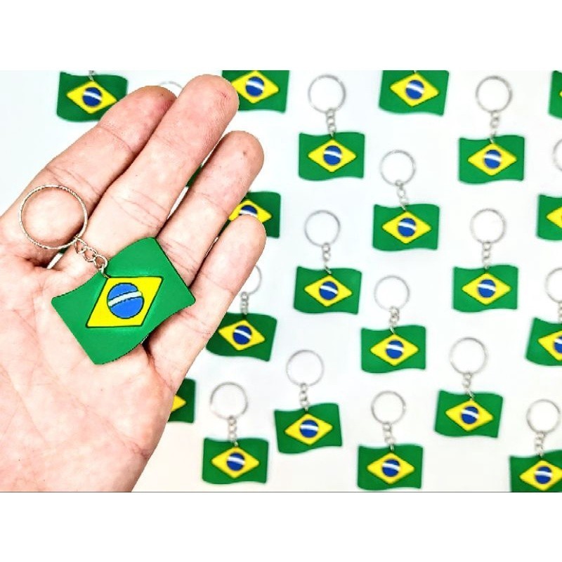 Chaveiro Do Brasil Bandeira 50un Copa 2022 Jogo Futebol Novo