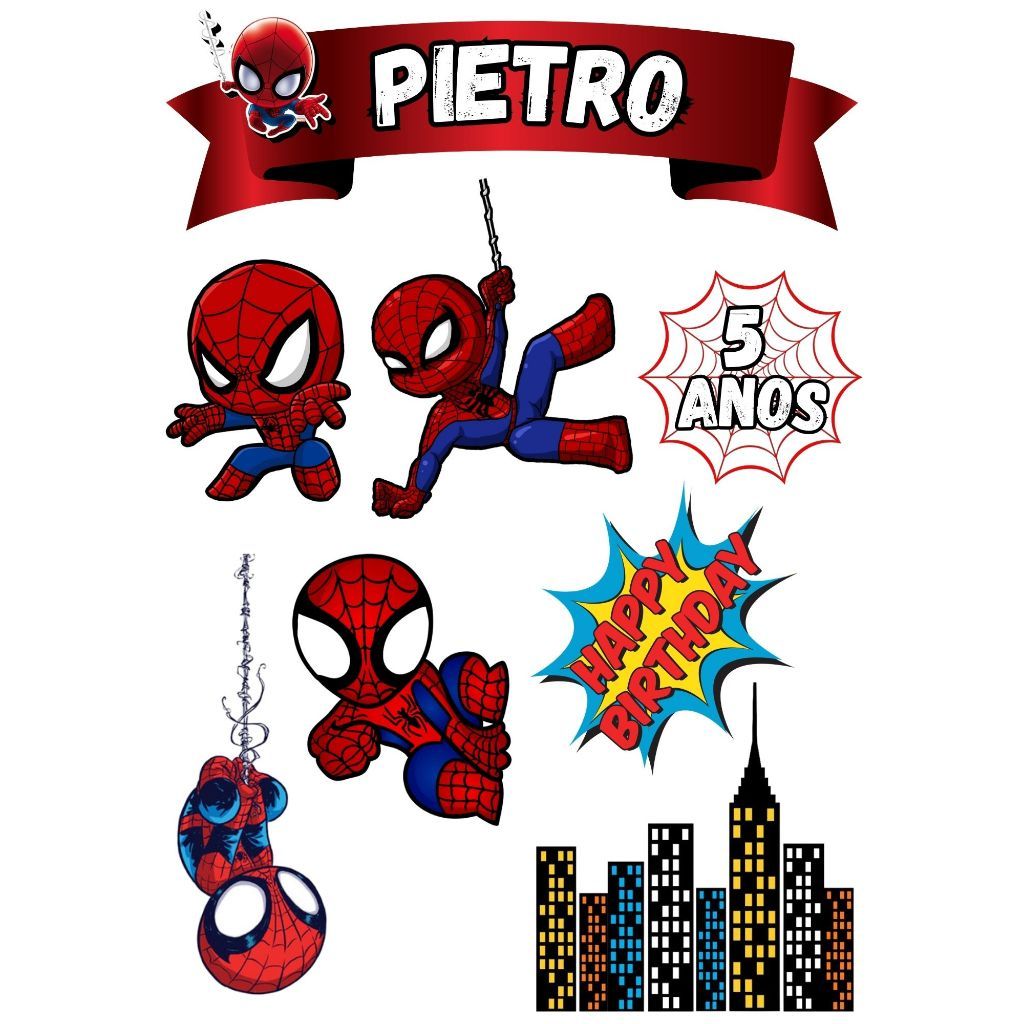 Topo  TOPPER para Bolo MAVER SPIDER MAN Personalizados para aniversários em Oferta na Shopee