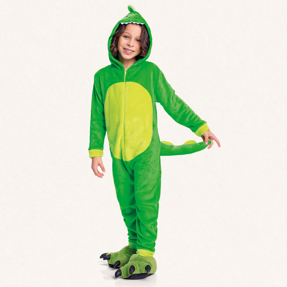 Kigurumi infantil dinossauro em fleece Fakini