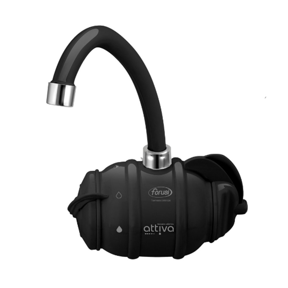 Torneira Eletrônica Forusi Attiva Parede Preto 5400W