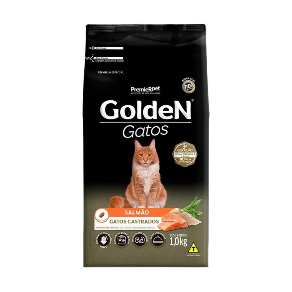Imagem Ração pra Gatos Castrados sabor Salmão 1kg Golden