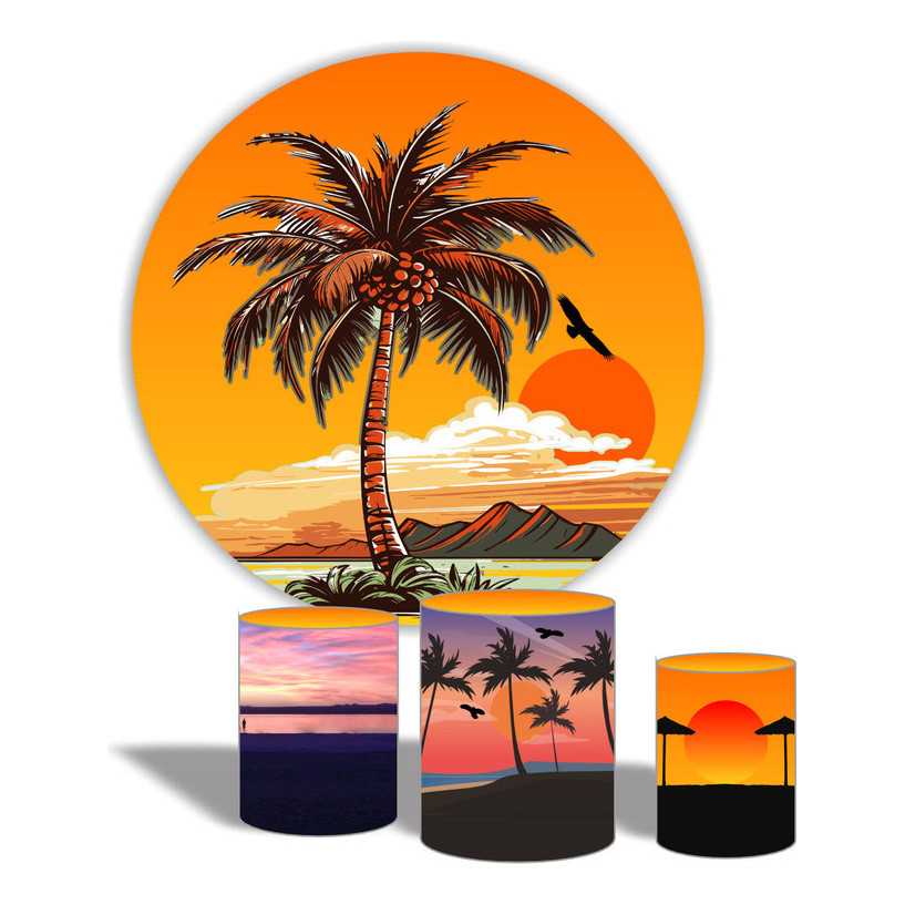 Kit Painel + 3 Capas Sublimação De Festa  Tardezinha